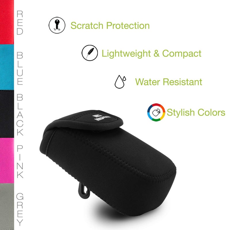 MegaGear Ultra Light Neoprene Camera Case, with Carabiner Compatible with Sony Cyber-Shot DSC-W800 - Black - Image 4